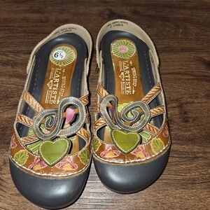 Spring Step L'artiste Flats Leather Uppers Size 6.5 Art To Wear Design.